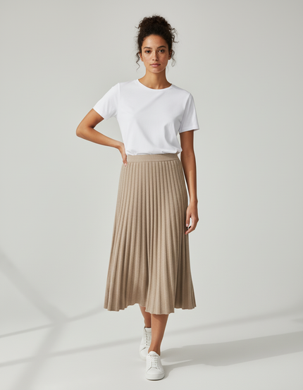 Jupe Plissée beige tricotée élégante