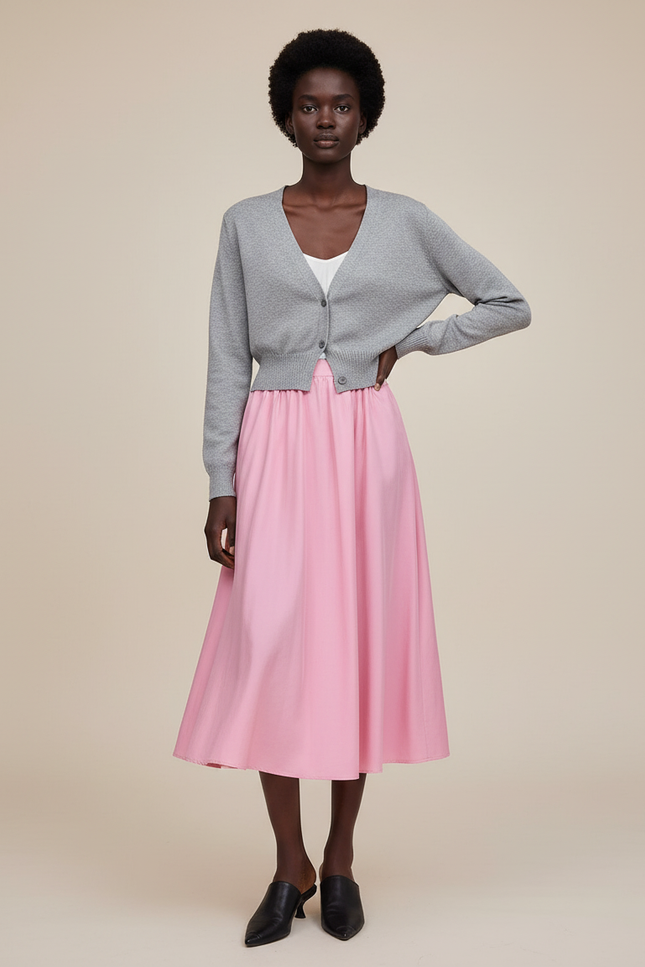 Jupe Plissée Rose Fluide A-line