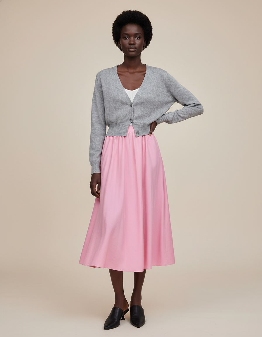 Jupe Plissée Rose Fluide A-line