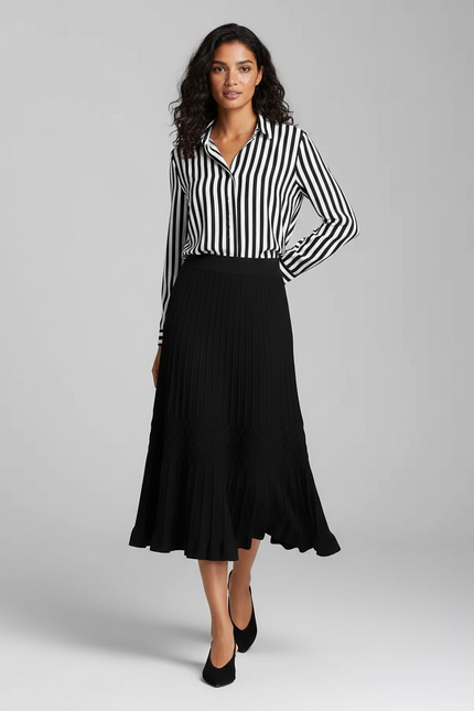 Jupe Plissée noire tricotée chic