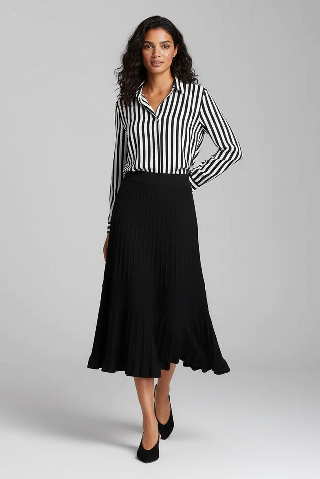Jupe Plissée noire tricotée chic
