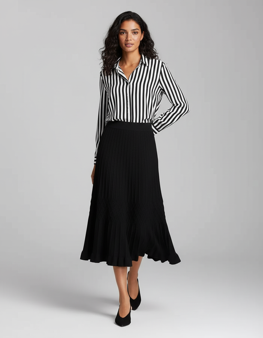 Jupe Plissée noire tricotée chic