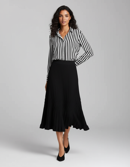 Jupe Plissée noire tricotée chic