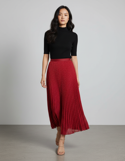 jupe plissée rouge bordeaux