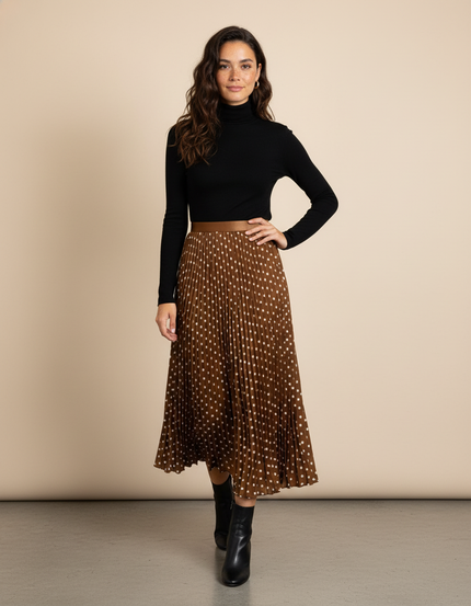 jupe plissée marron longue