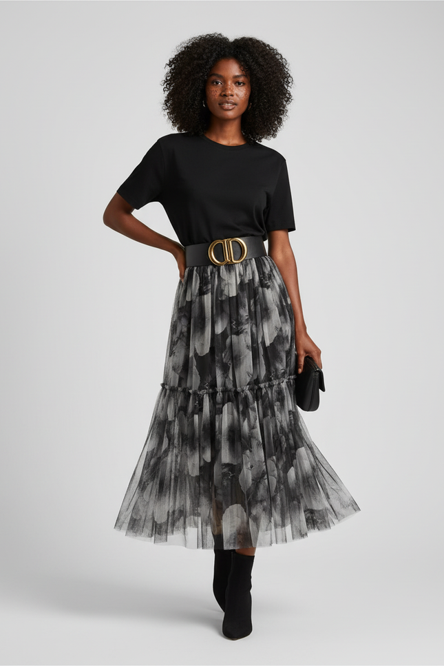 jupe plissée tulle noire