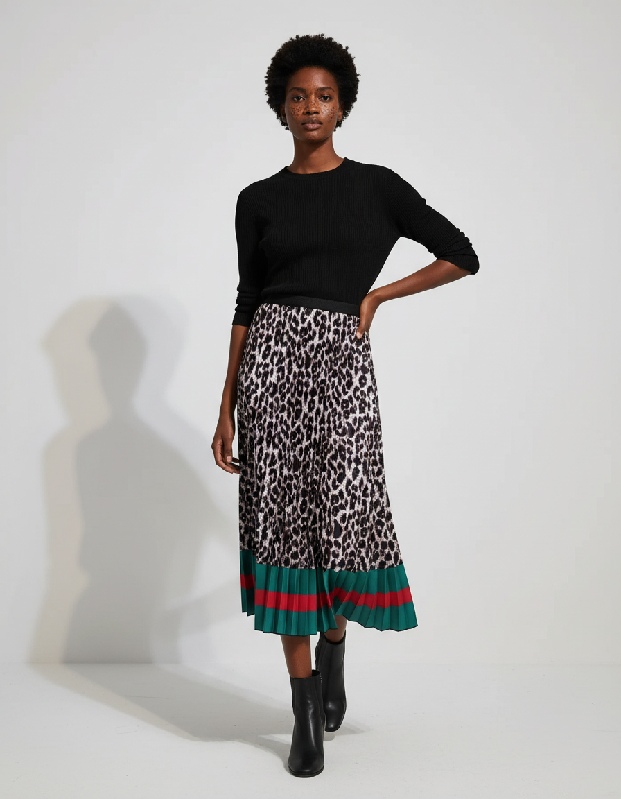 jupe taille haute plissée