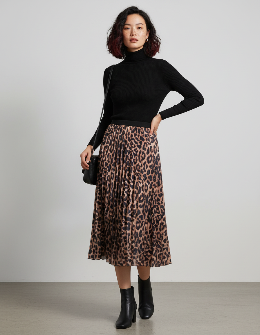 jupe plissée midi beige