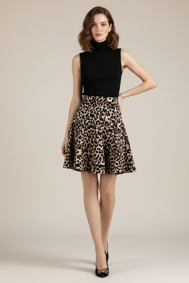 Jupe Plissée Léopard Courte Chic