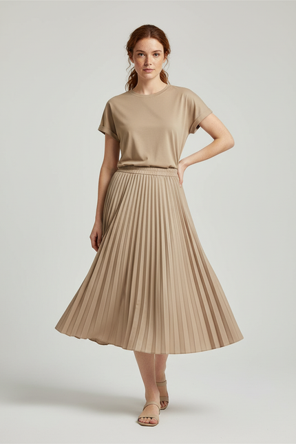 jupe beige plissée