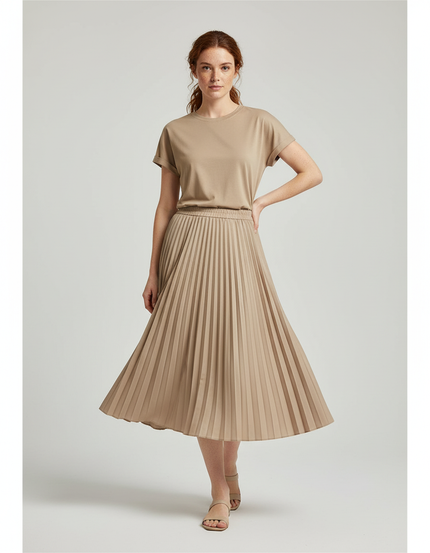 jupe beige plissée
