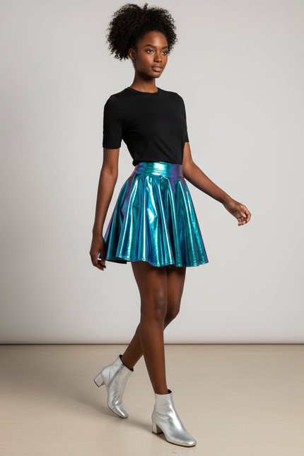 Jupe Plissée holographique brillante chic