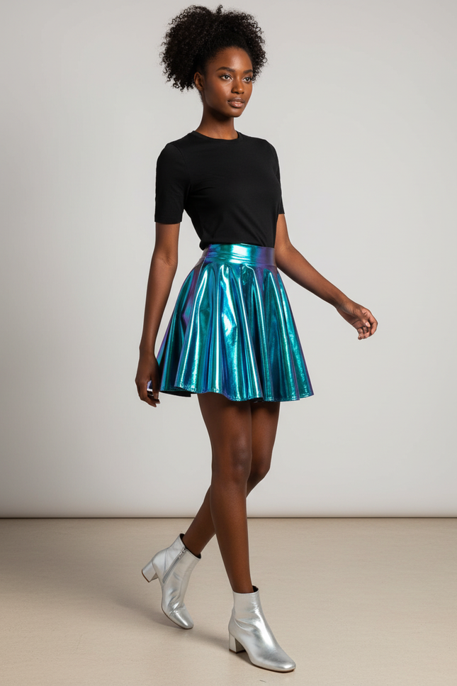 Jupe Plissée holographique brillante chic