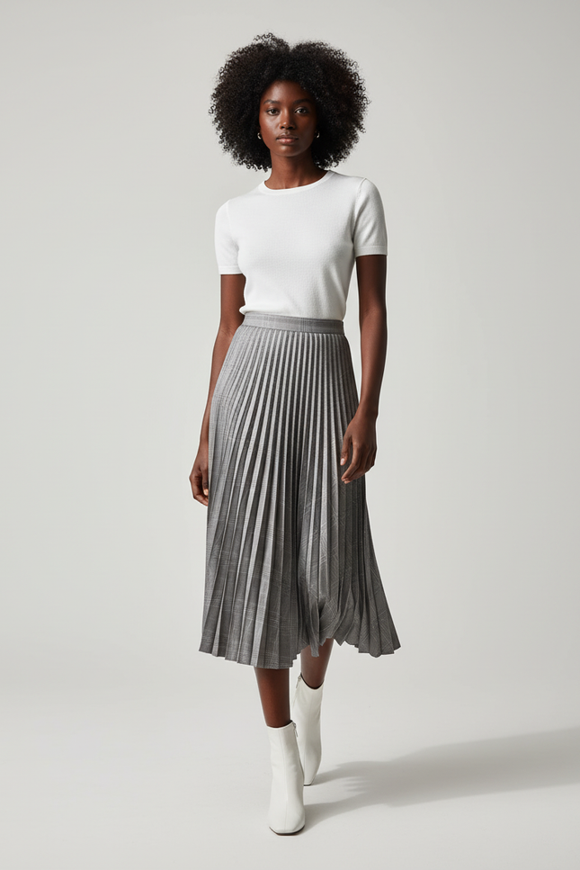 Jupe Plissée gris écossais chic