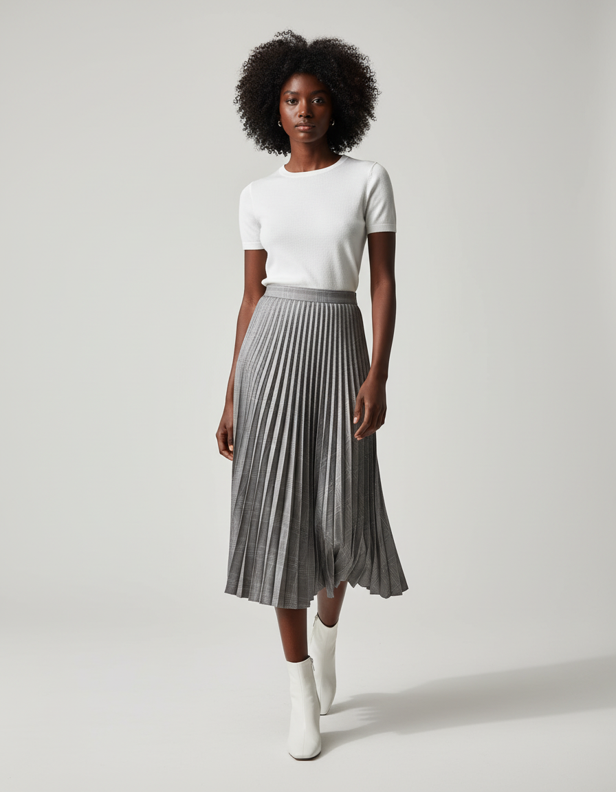 Jupe Plissée gris écossais chic
