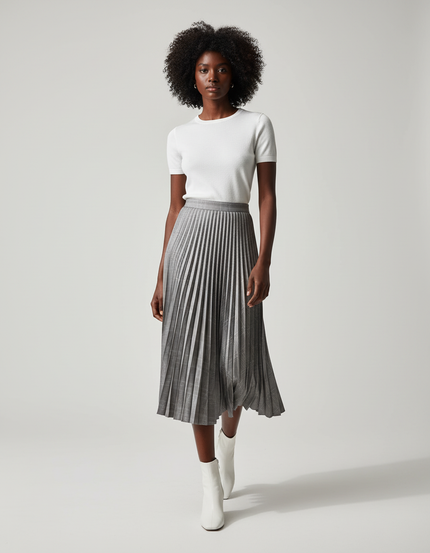 Jupe Plissée gris écossais chic