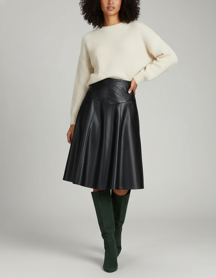 Jupe Plissée Simili Cuir Noire Chic