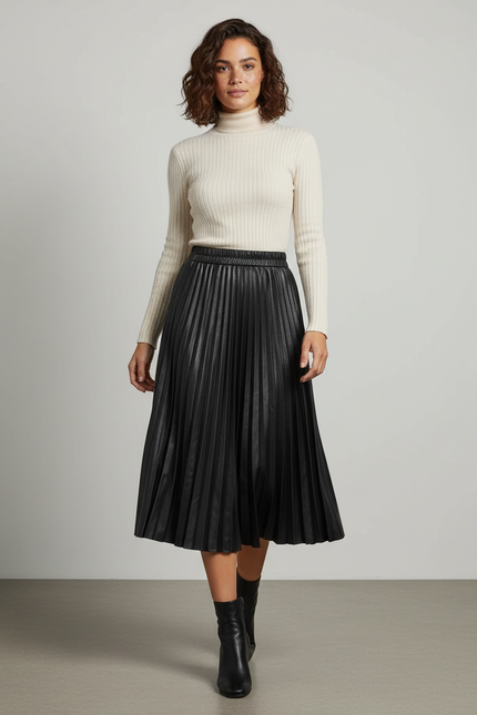 jupe simili cuir plissée