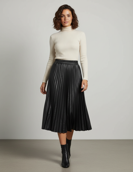jupe simili cuir plissée