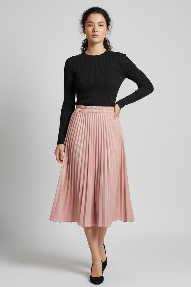 jupe plissée vieux rose