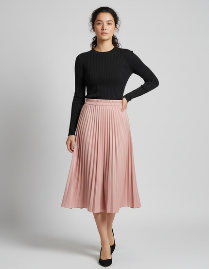 jupe plissée vieux rose