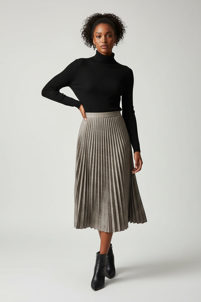 Jupe Plissée gris carreaux chic