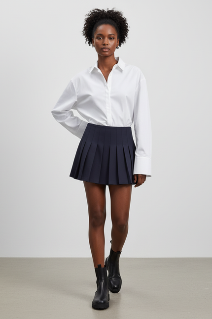 Jupe Plissée Bleue Marine Mini Chic