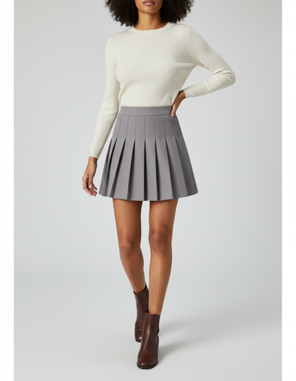Jupe Plissée grise mini chic raffinée