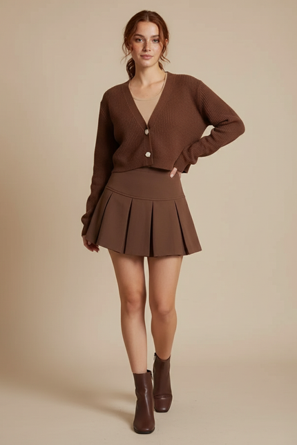 Jupe Plissée Marron Mini Y2K