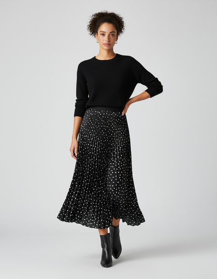 Jupe Plissée midi à pois élégante
