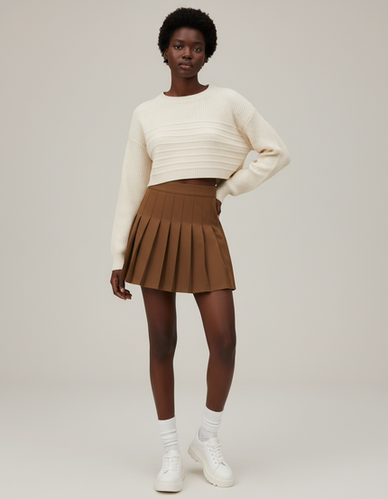 Jupe Plissée marron preppy chic