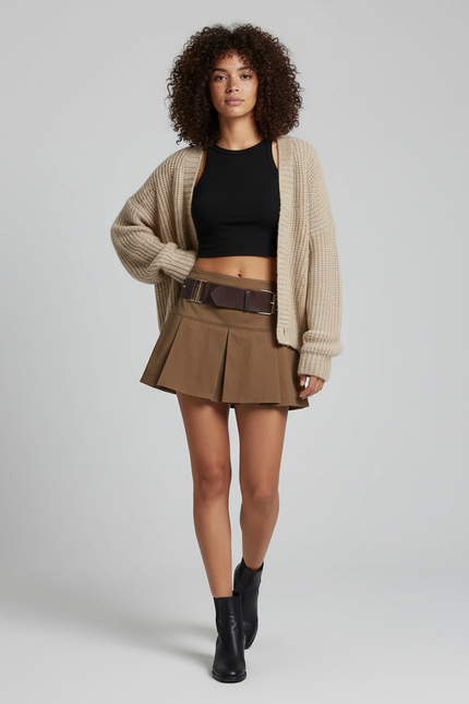 Jupe Plissée marron mini Preppy