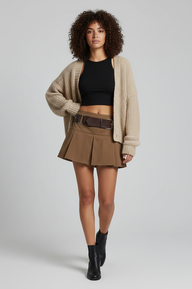 Jupe Plissée marron mini Preppy