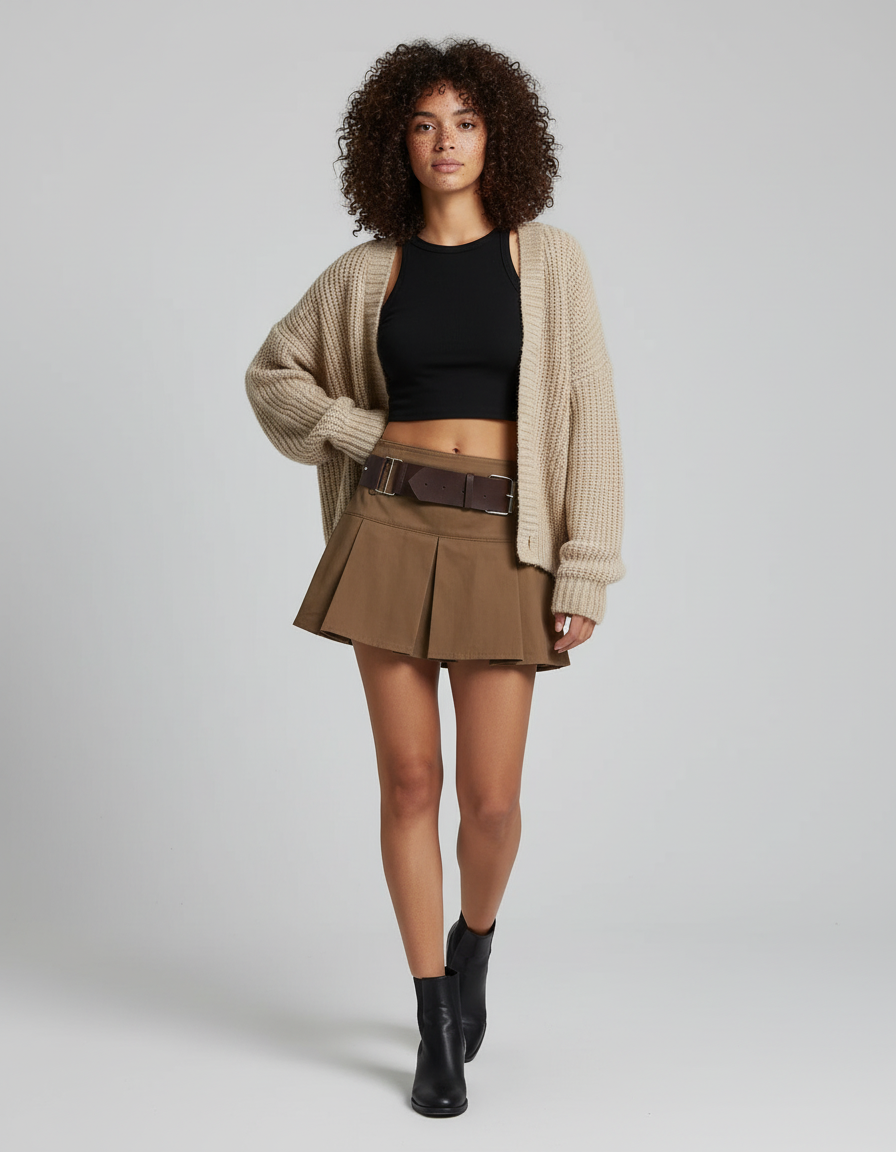 Jupe Plissée marron mini Preppy