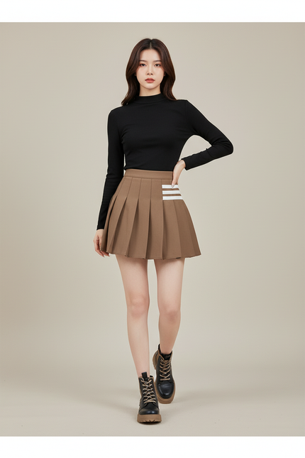 Jupe Plissée marron mini Y2K raffinée