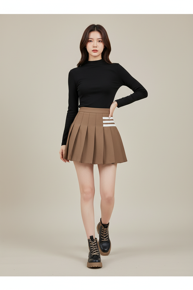 Jupe Plissée marron mini Y2K raffinée