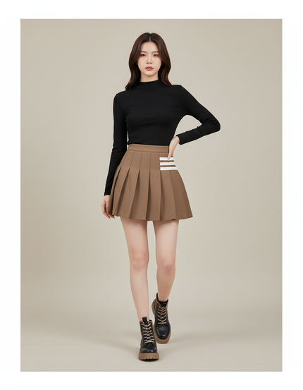 Jupe Plissée marron mini Y2K raffinée