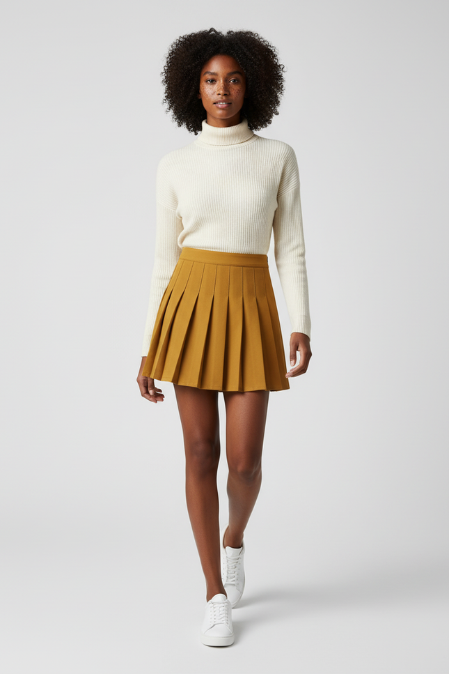 Jupe Plissée marron mini chic moderne urbaine