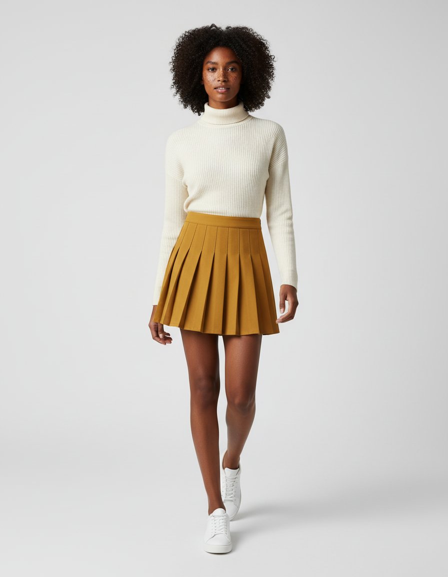 Jupe Plissée marron mini chic moderne urbaine
