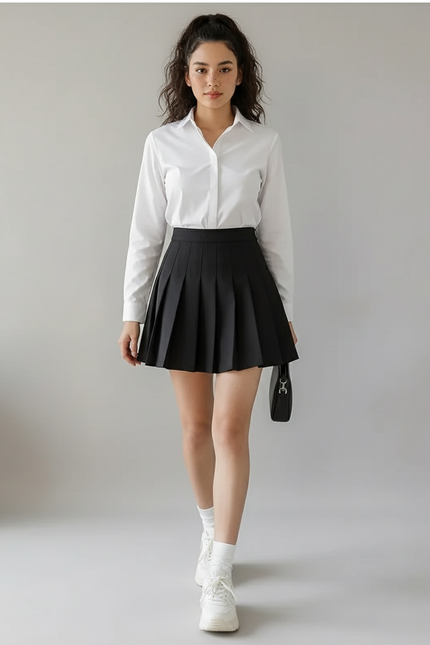 Jupe Plissée Noire Mini Chic tendance