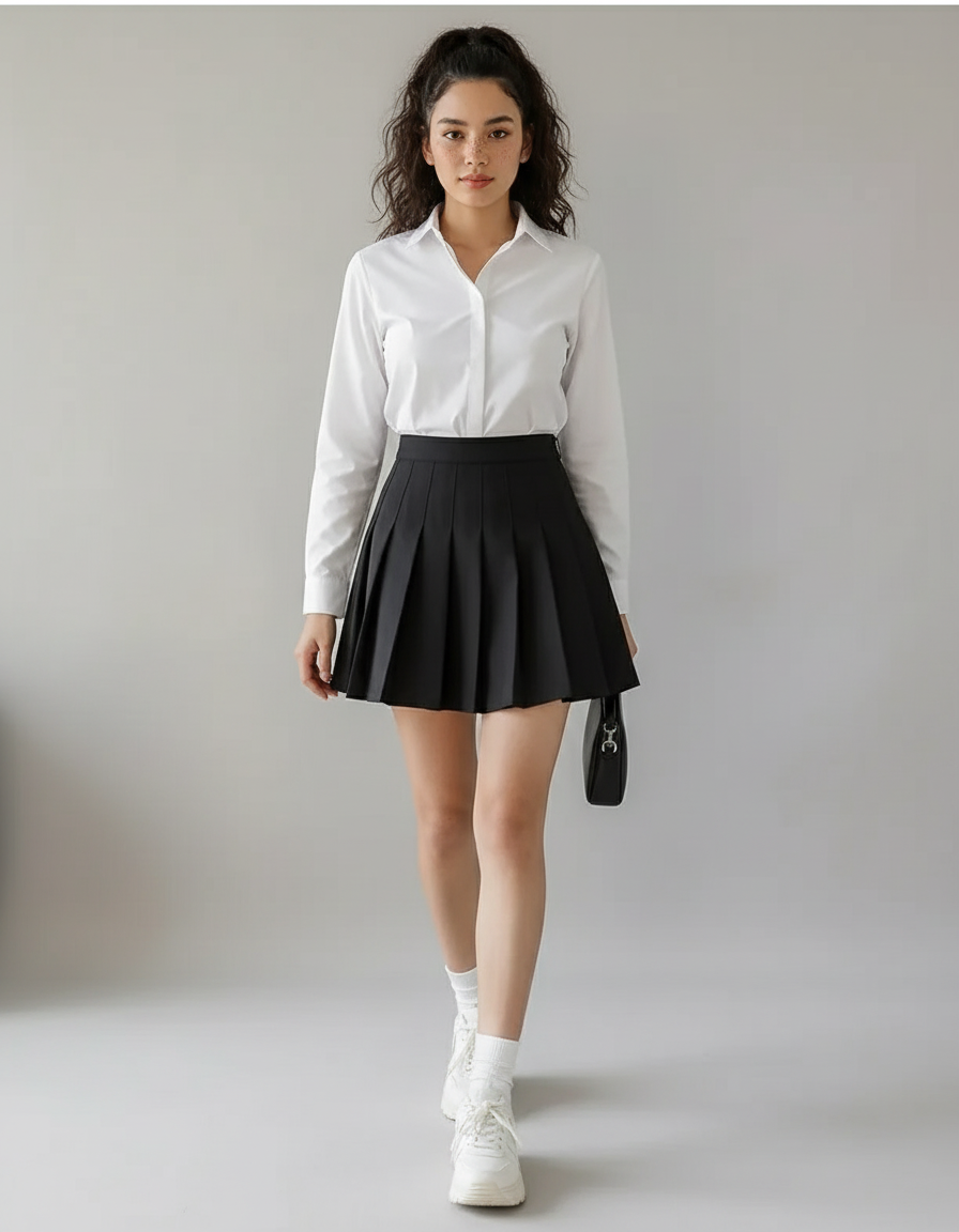 Jupe Plissée Noire Mini Chic tendance