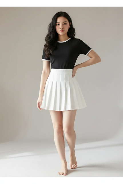 Jupe Plissée blanche mini chic raffinée