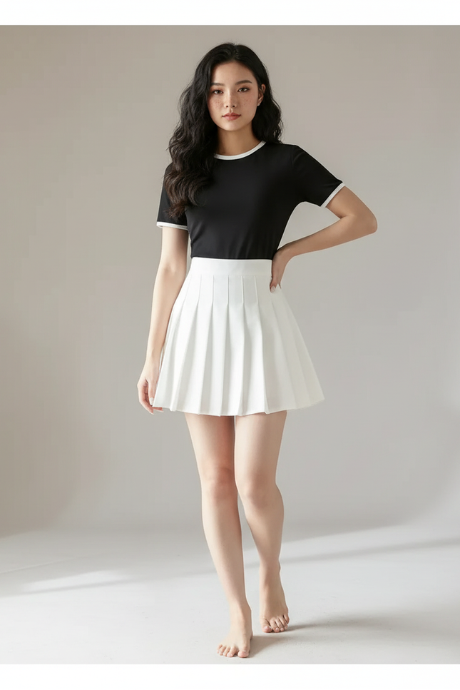 Jupe Plissée blanche mini chic raffinée