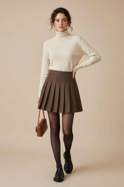Jupe Plissée Marron Mini Chic originale