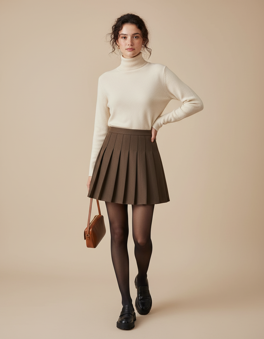 Jupe Plissée Marron Mini Chic originale