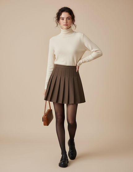 Jupe Plissée Marron Mini Chic originale