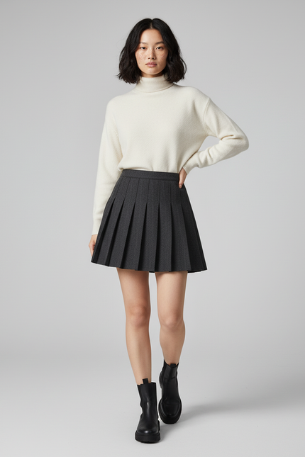 Jupe Plissée mini gris foncé chic