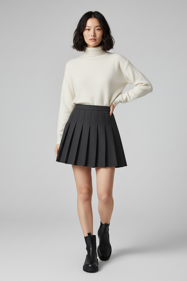 Jupe Plissée mini gris foncé chic