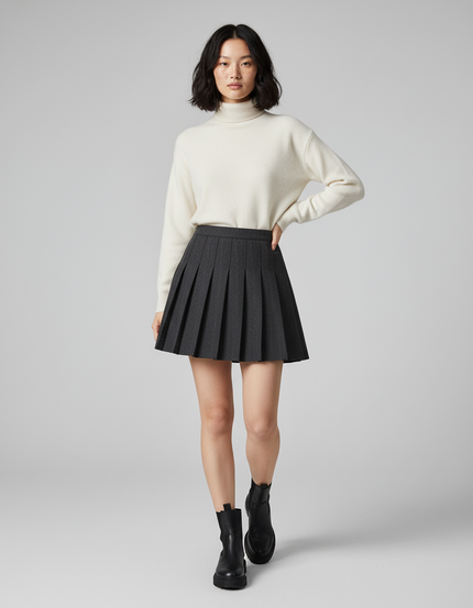 Jupe Plissée mini gris foncé chic
