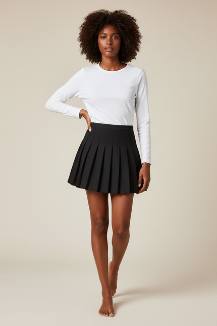 Jupe Plissée noire mini chic moderne